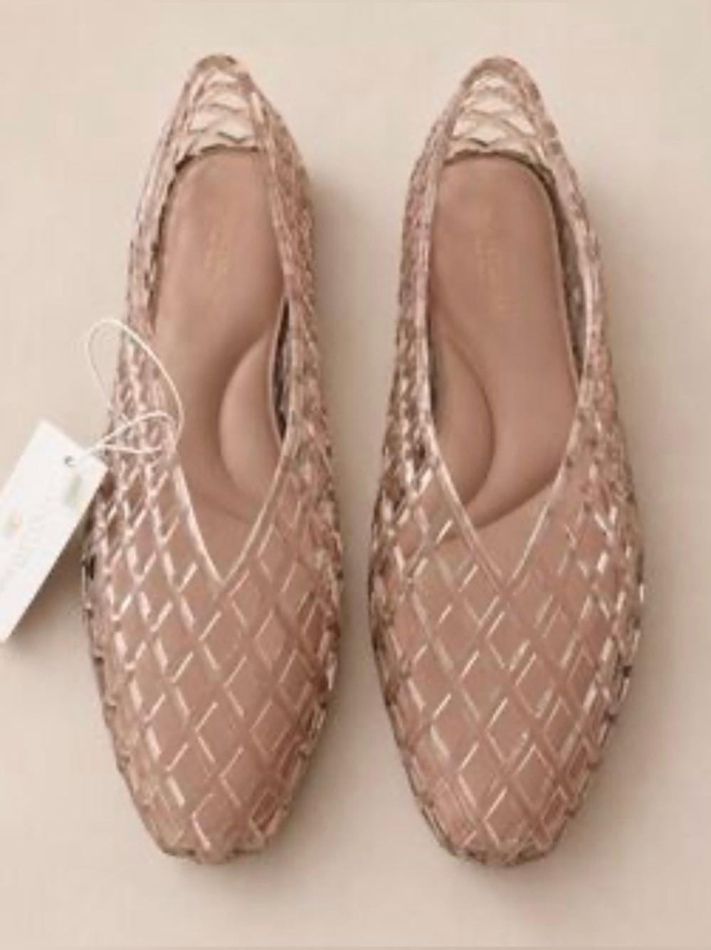 Caroline Constas Viral Jelly Woven Ballet Flats in Tan Caged New Without Tags